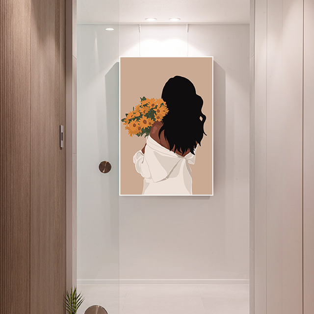 아름다운 여인 나비 해바라기 그림 거실 현관 인테리어액자 풍수 대형 캔버스 북유럽 모던 - 상세 이미지 3