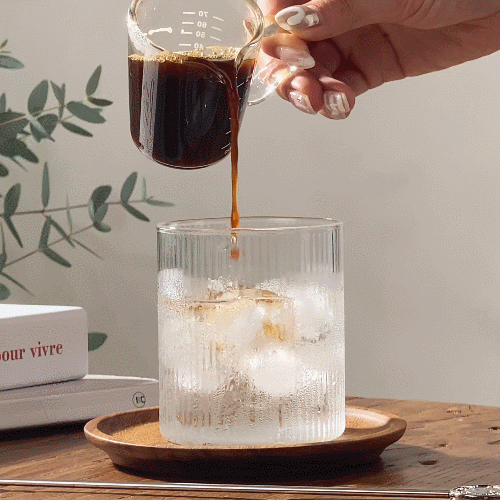 [N배송] 잔플리츠 홈카페 아이스커피 일자 내열유리컵 300ml 4P - 상세 이미지 4