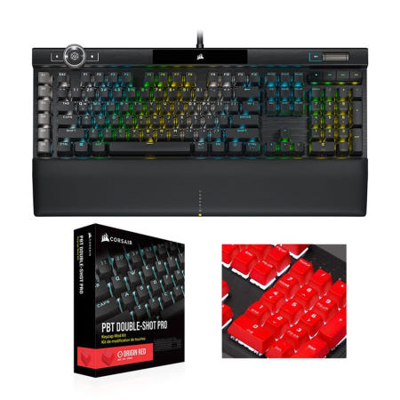 CORSAIR 유선 K100 RGB OPTICAL 한글+PBT Double-shot Pro(리니어 레드)