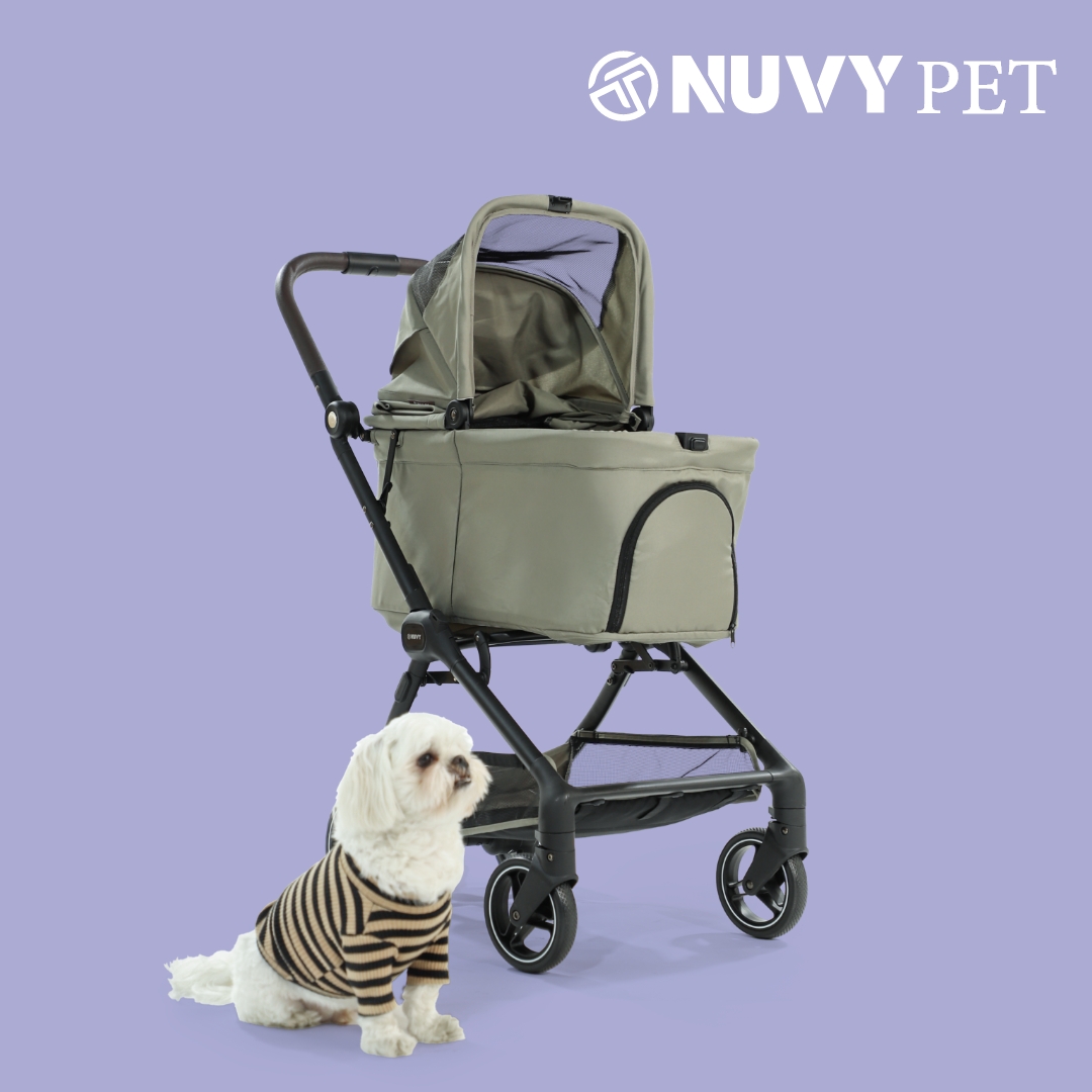 오토폴딩 강아지유모차 NUVY 누비 펫유모차 반려견 개모차 노견 산책 헤이즐그린, FREE(One size)