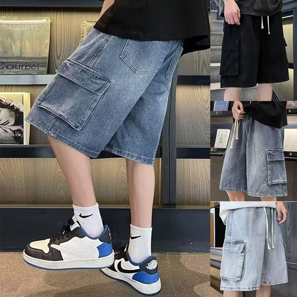남녀 5부 팬츠 간절기 주머니 포켓 밴딩 외출 패션 반바지 - 상품 이미지