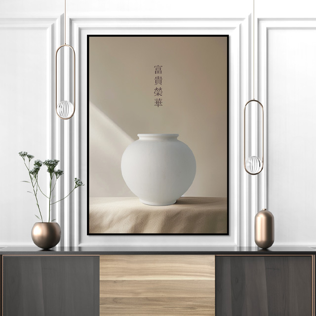 부귀영화 대형 다복 달항아리 그림 액자 거실 현관 풍수 캔버스 인테리어 개업 집들이선물 이미지 6