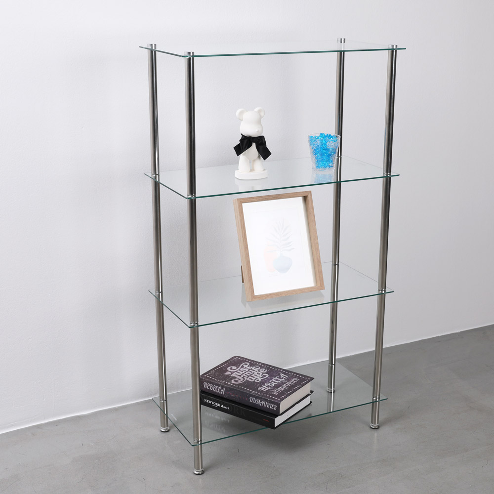 미드센츄리 모듈 미니 수납 선반 600x300x1075, 4단, 유리