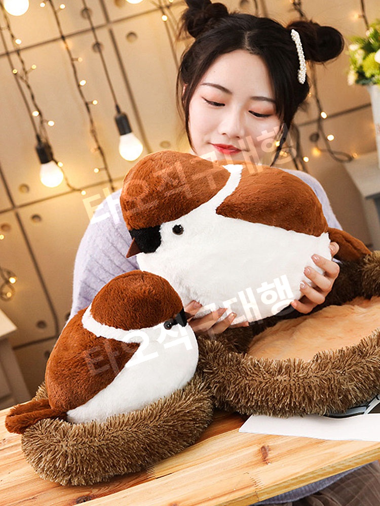 참새인형 새모형 참새모형 뱁새인형 오목눈이 장식 인형쿠션 선물 새인형 아이인형 - 상세 이미지 3