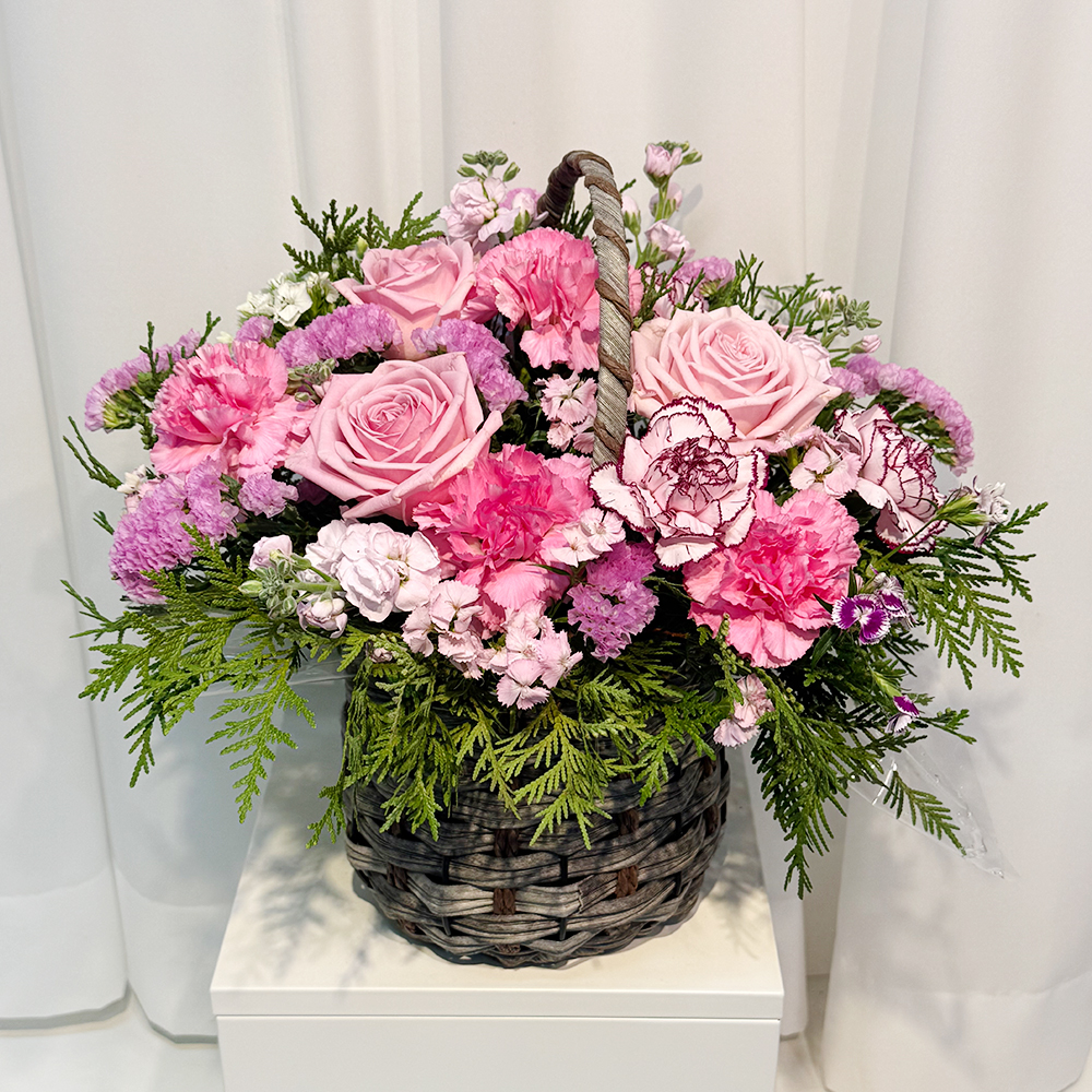경기 의왕 핑크 카네이션 꽃바구니 어버이날 스승의날 꽃배달 부모님 생신 선물 생화 농장직영 - 메인 이미지
