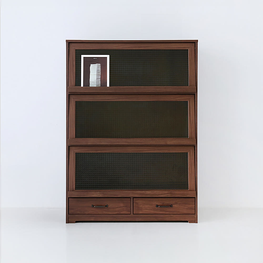 미란스 3문 2서랍 수납장 CHM140100 1000x548x1400mm, 4단, 브라운월넛베니어 5443.1583 - 메인 이미지