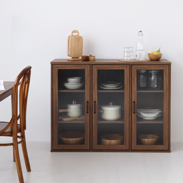 미란스 가로 3문 수납장 NFM92120G 미들브라운 700x300x1200mm, 3단, 미들브라운 7254.7304 - 상세 이미지 2