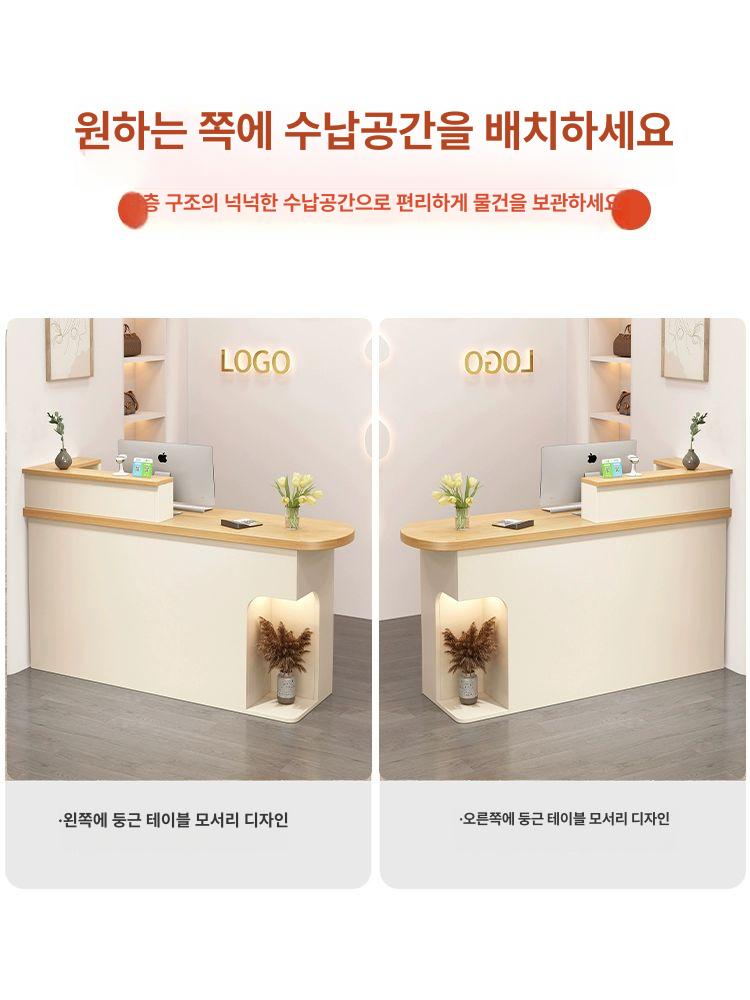 매장 안내 데스크 코너 계산대 카운터 L자형 공간 효율 120x110x105cm 화이트+왼쪽 전체 흰색 A - 상세 이미지 4
