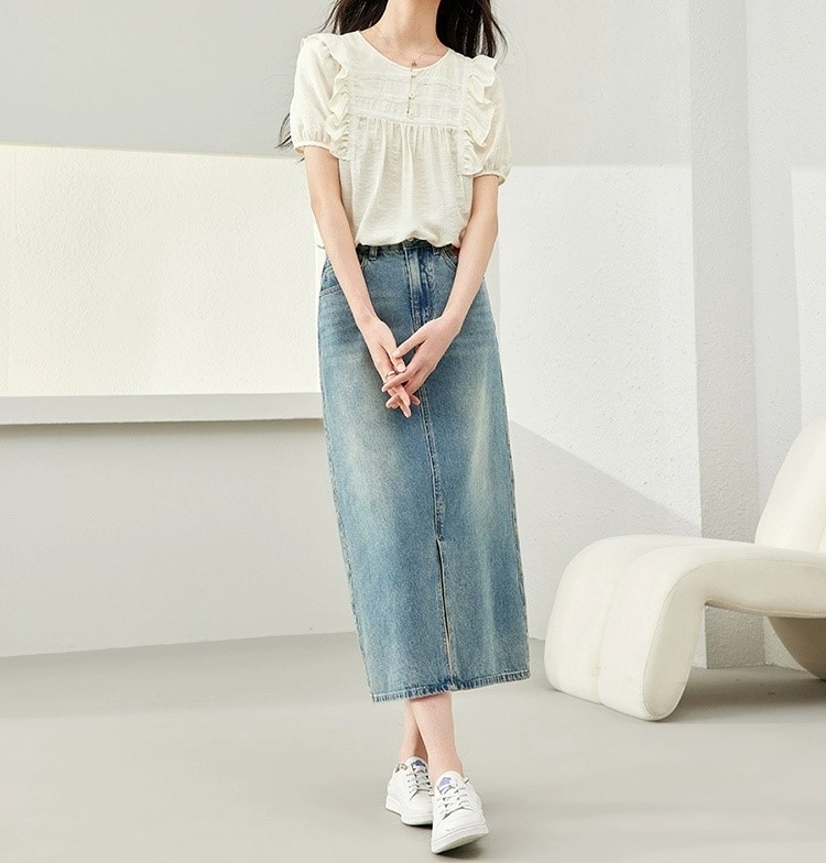 허리군살커버 아사면 양프릴블라우스 레이스단추 여름반팔블라우스 a라인 여자여자몰