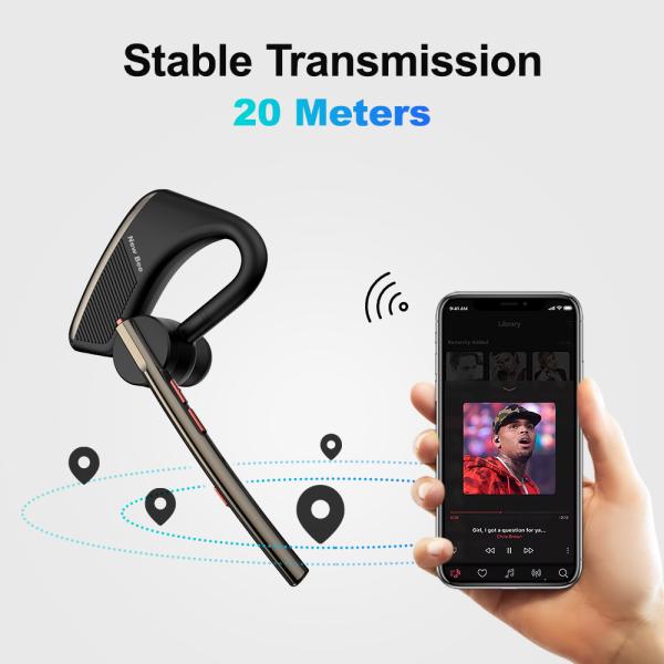 New Bee M50 무선 Bluetooth 5.2 헤드셋 음소거 듀얼 마이크 CVC8.0 소음 차단 이어폰 헤드폰 핸즈프리 이어 버드 이어폰 : 파워리빙셀링