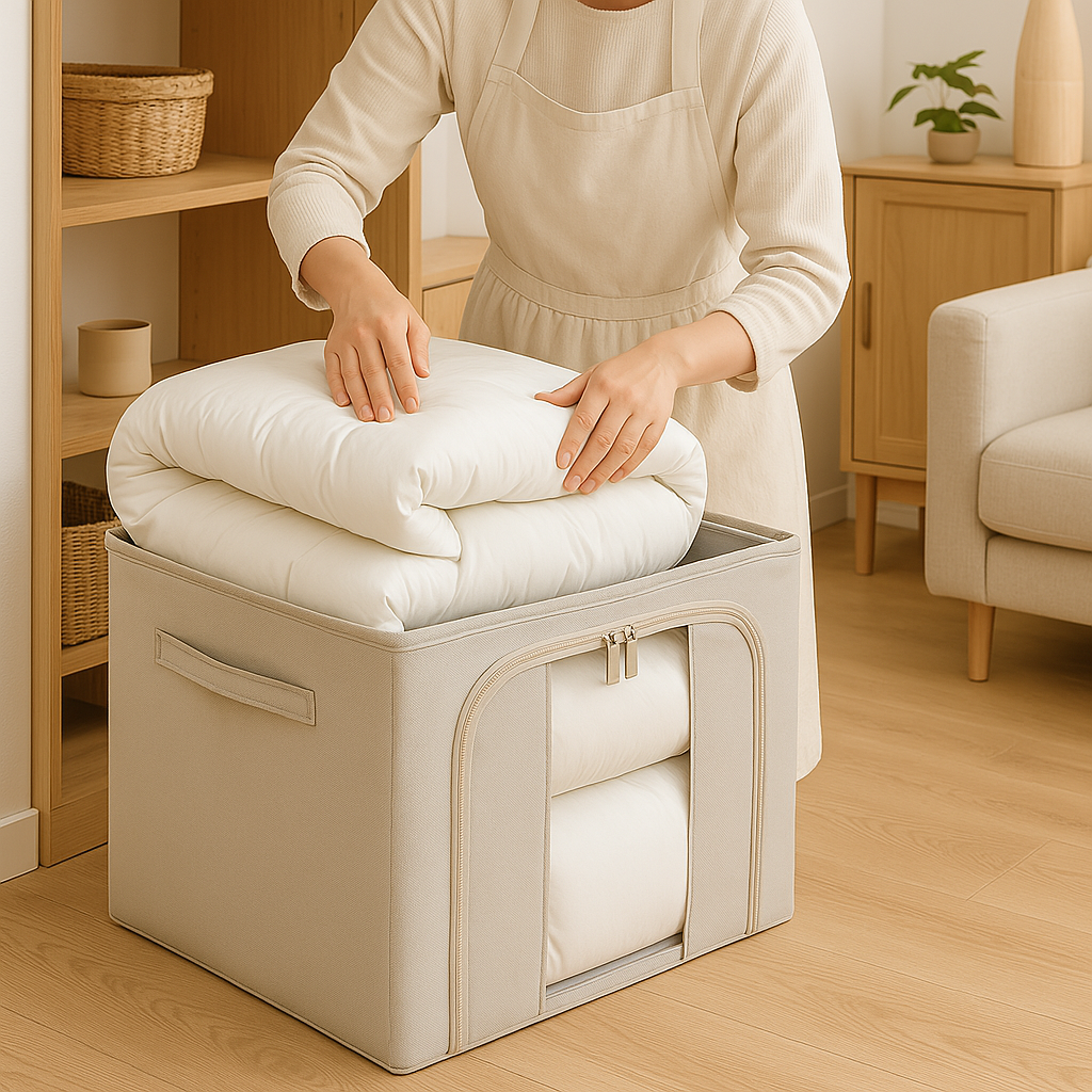 [1+1] 한평한뼘 이불 옷 정리함 패브릭 리빙박스 대형 보관함