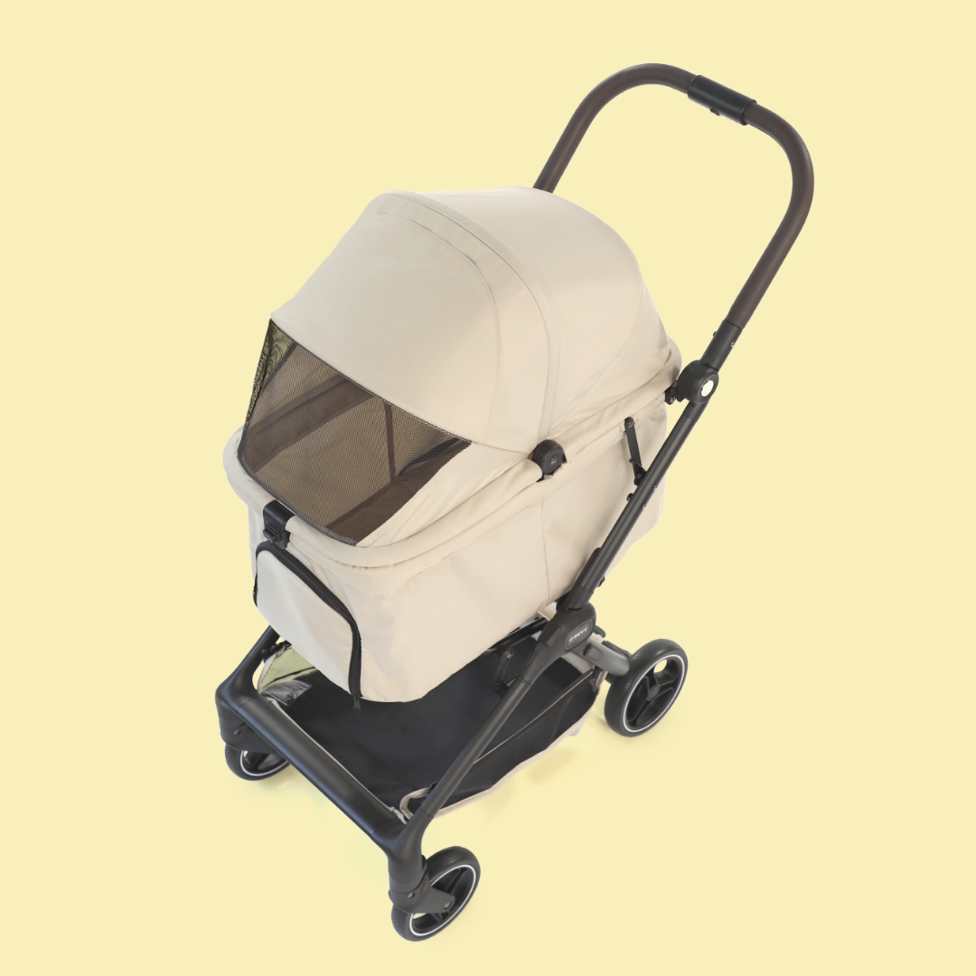 오토폴딩 강아지유모차 NUVY 누비 펫유모차 가벼운 개모차 애견 노견산책 샌드베이지, FREE(One size)