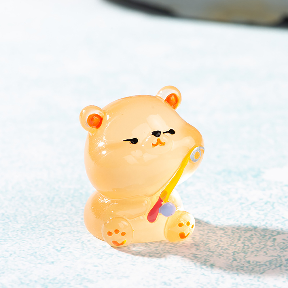 야광 낚시곰 미니어처 곰돌이 동물 테라리움 인테리어 장식 소품 - 상품 이미지
