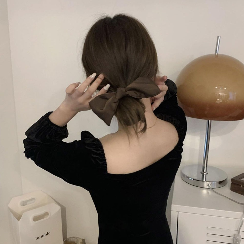 고급 리본 곱창머리끈 곱창밴드 곱창머리끈 헤어곱창 여신헤어 머리끈 똥머리밴드 스카프곱창 - 상세 이미지 4