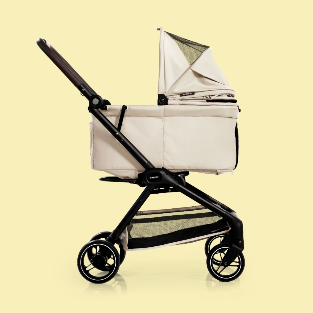 오토폴딩 강아지유모차 NUVY 누비 펫유모차 반려견 개모차 노견 산책 샌드베이지, FREE(One size)