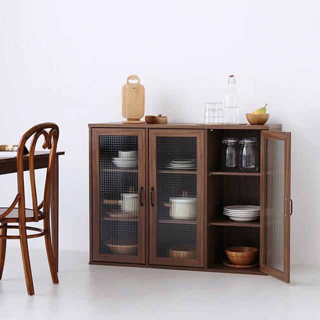 미란스 가로 3문 수납장 NFM92120G 미들브라운 700x300x1200mm, 3단, 미들브라운 7254.7304 - 상세 이미지 5