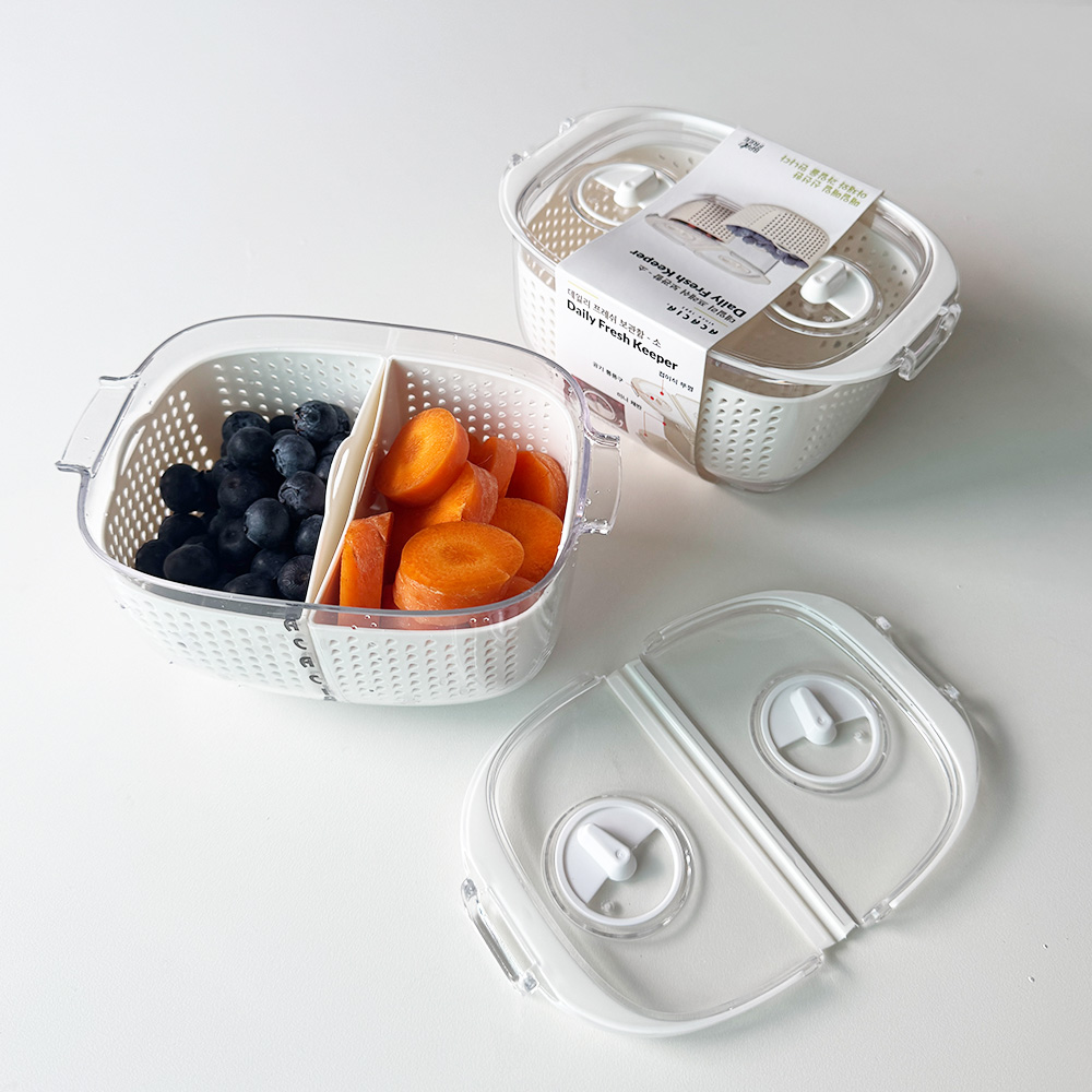 1+1 아카시아홈 야채 보관함 샐러드 밀프랩 용기 냉장고정리 480ml - 상품 이미지