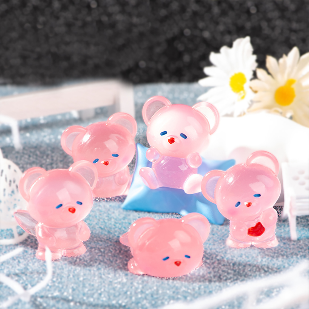 야광곰 미니어처 6종 곰돌이 동물 테라리움 크리스마스 인테리어 장식 소품 - 상세 이미지 2