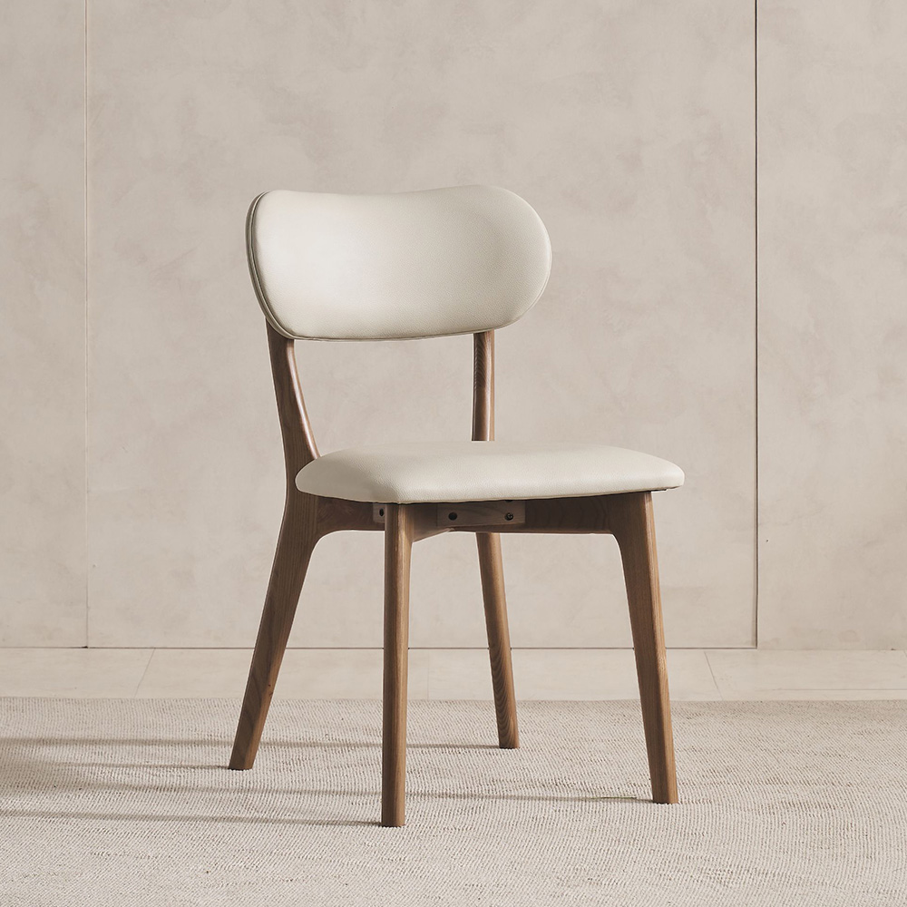 스코나 에킨스 애쉬 원목 실리콘레더 가죽 식탁 의자 다이닝체어