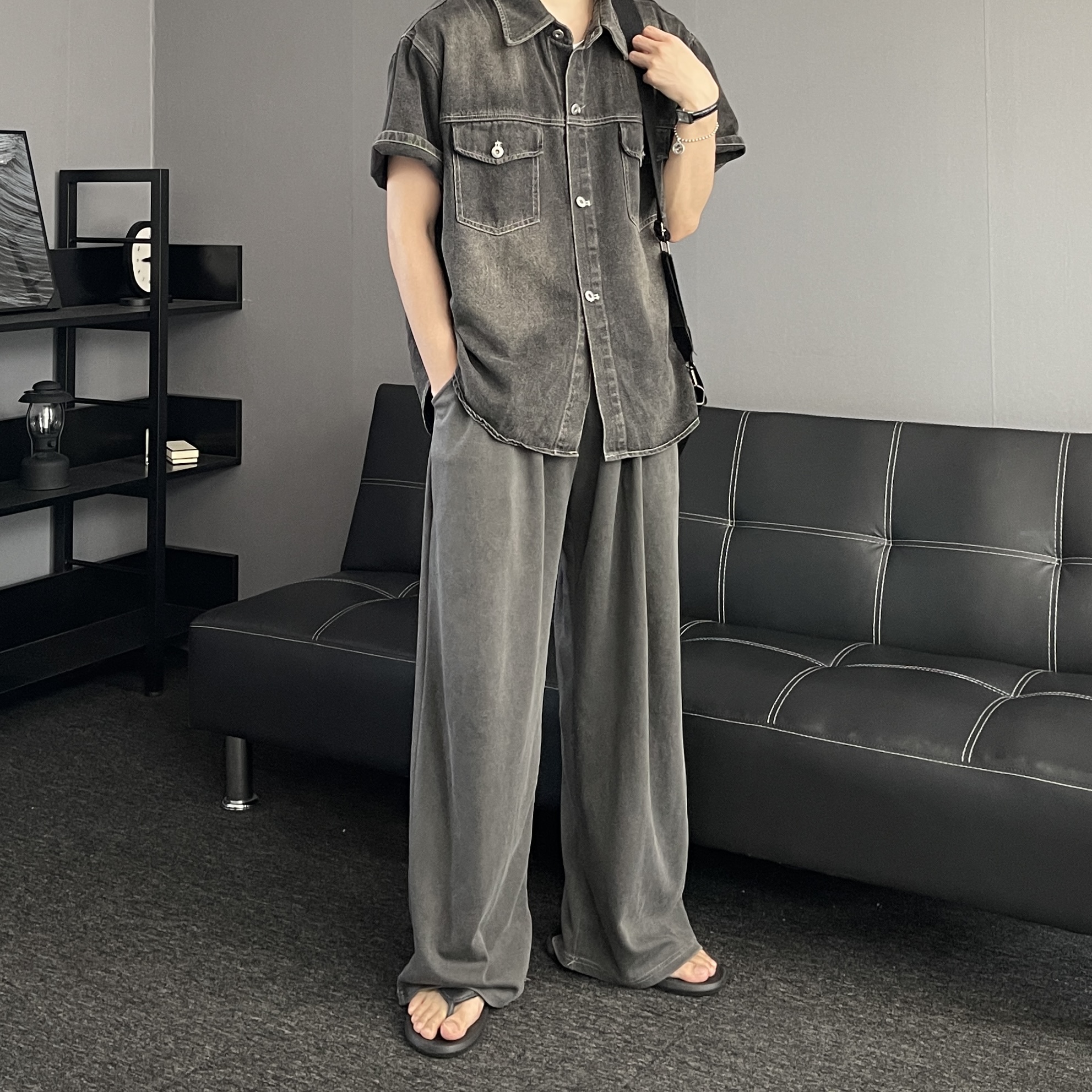 남자데님셔츠 흑청셔츠 남자반팔남방 - 상세 이미지 4