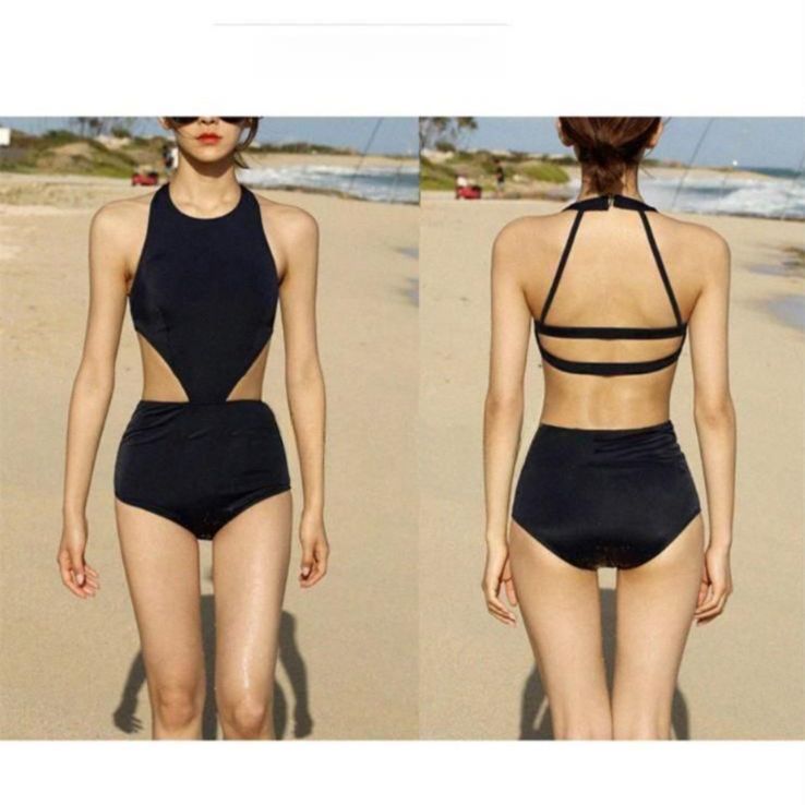 모노키니 슬림 투피스 비키니 여성 수영복 여름 비치패션 네이비 (와이어 패드 포함) S (45kg 미만) - 상세 이미지 5