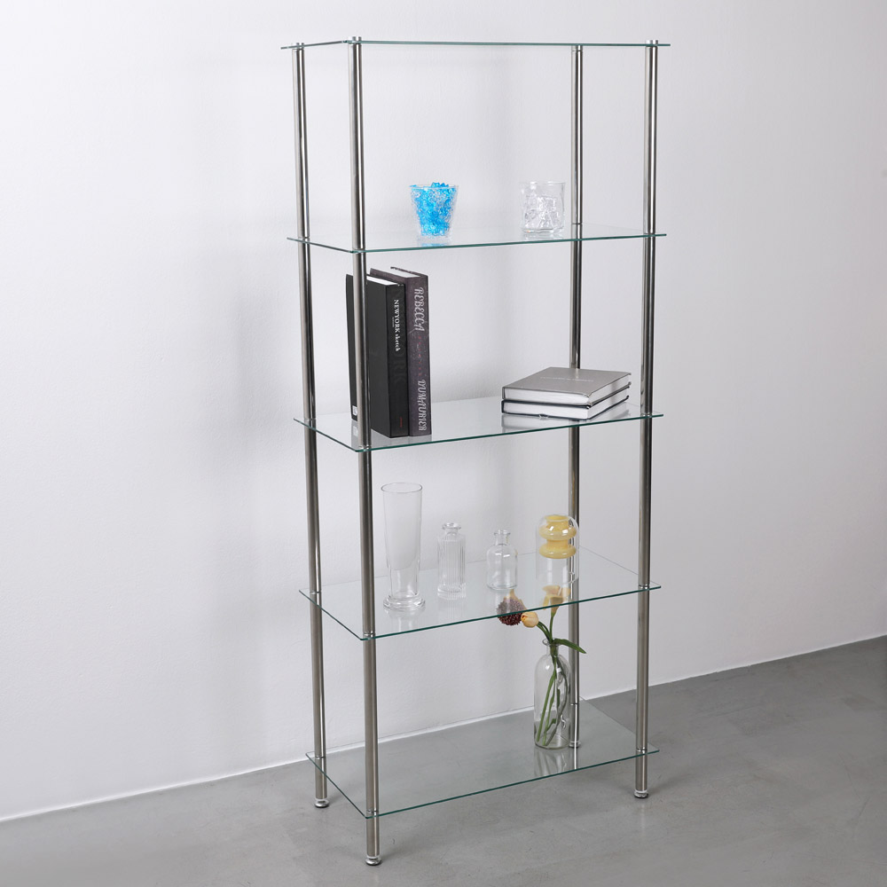 미드센츄리 모듈 미니 수납 선반 600x300x1400, 5단, 유리