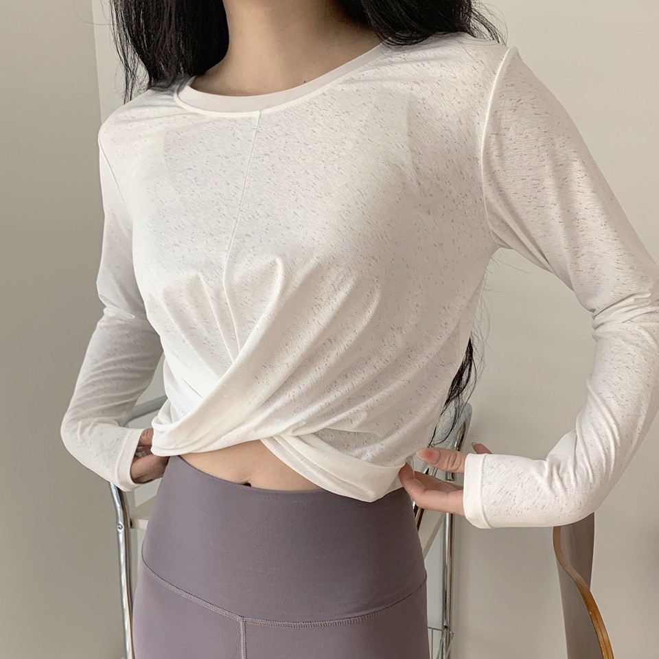 투앤 양면 세미 크롭티 필라테스복 요가복 필라테스 상의 운동복 긴팔 복장 이미지 7