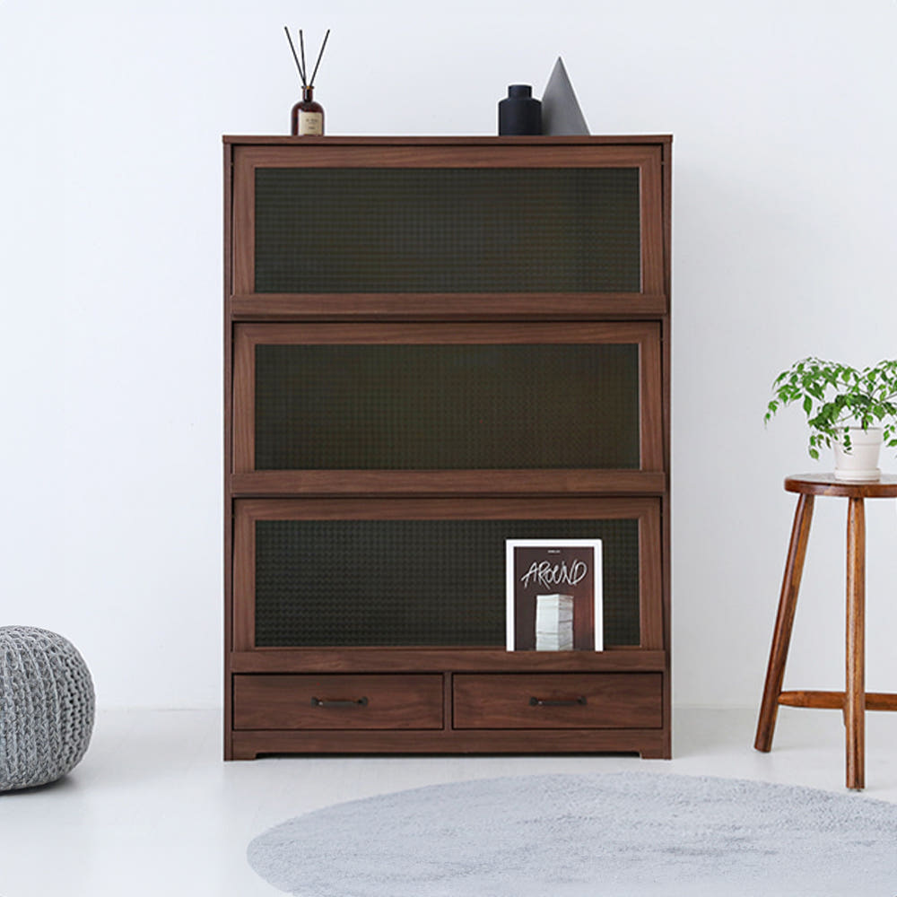 미란스 3문 2서랍 수납장 CHM140100 1000x548x1400mm, 4단, 브라운월넛베니어 5443.1583 - 상세 이미지 2