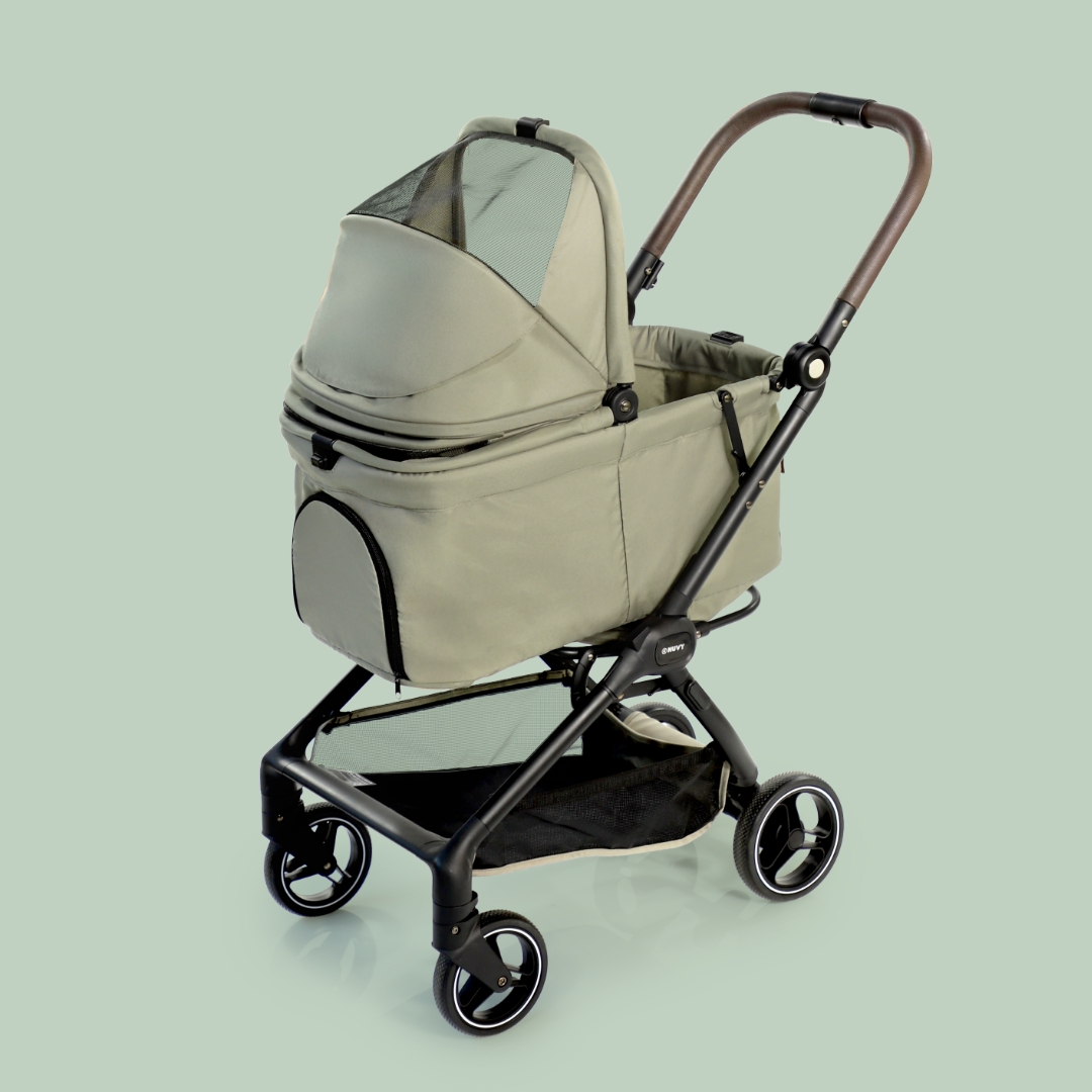 오토폴딩 강아지유모차 NUVY 누비 펫유모차 반려견 개모차 노견 산책 헤이즐그린, FREE(One size)