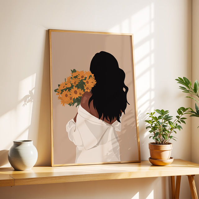 아름다운 여인 나비 해바라기 그림 거실 현관 인테리어액자 풍수 대형 캔버스 북유럽 모던 이미지 6
