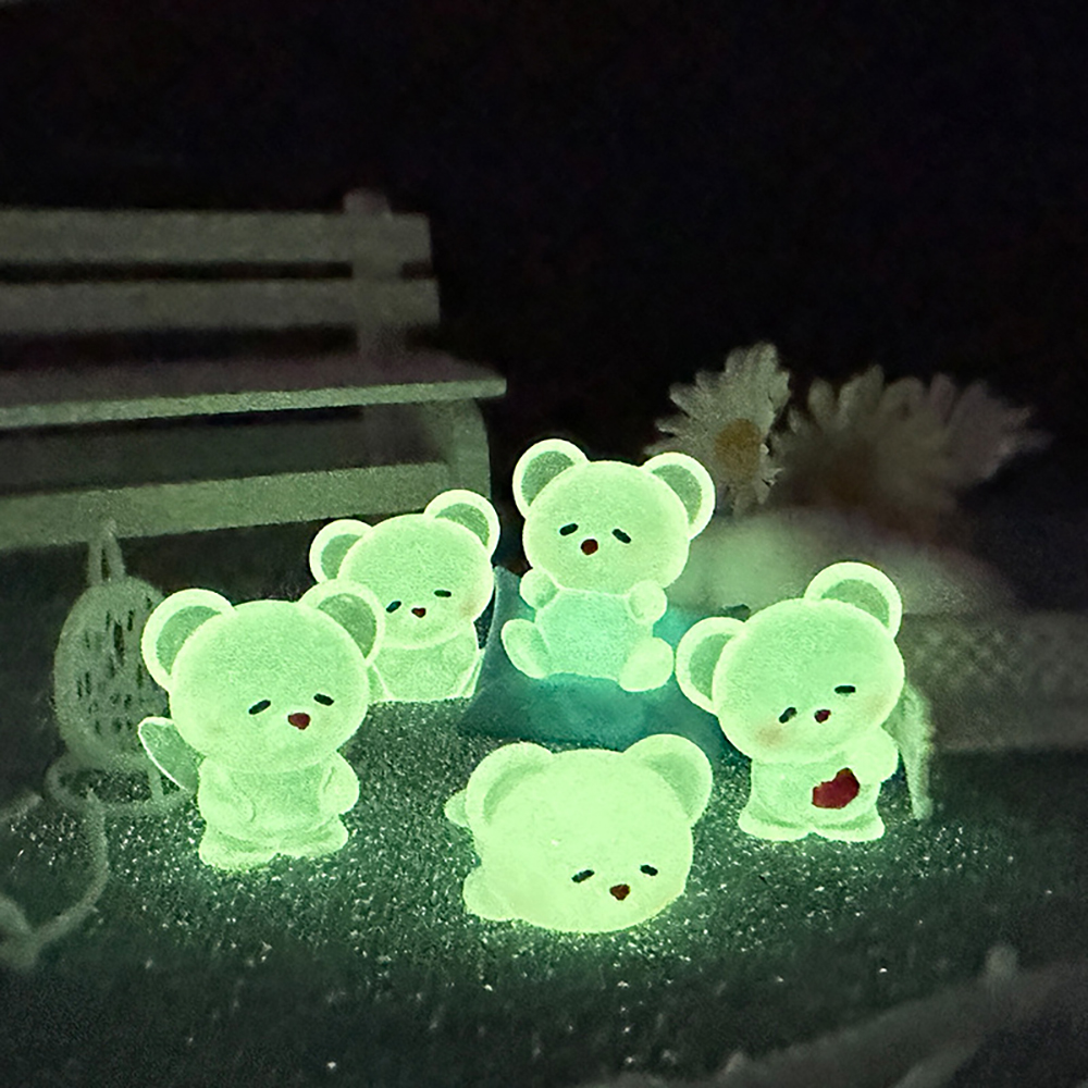 야광곰 미니어처 6종 곰돌이 동물 테라리움 크리스마스 인테리어 장식 소품 - 상세 이미지 4