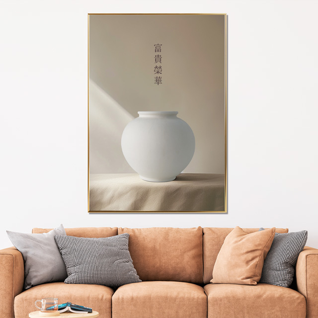 부귀영화 대형 다복 달항아리 그림 액자 거실 현관 풍수 캔버스 인테리어 개업 집들이선물 - 상세 이미지 5