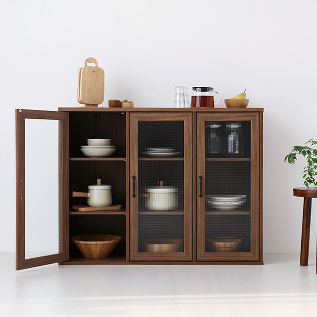 미란스 가로 3문 수납장 NFM92120G 미들브라운 700x300x1200mm, 3단, 미들브라운 7254.7304 - 상세 이미지 2