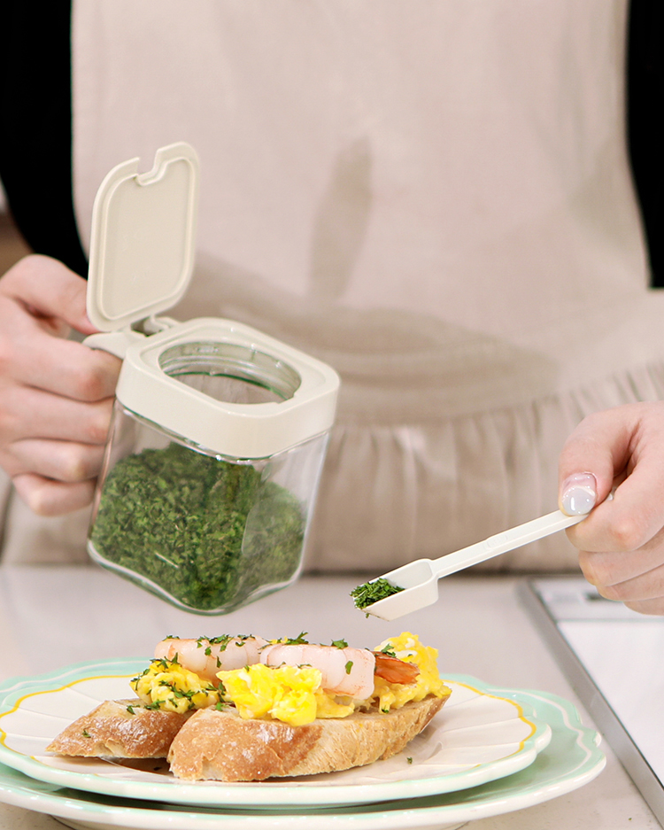 [N배송] 로망키친 아이보리 사각 스푼 양념병 300ml 4P+스티커