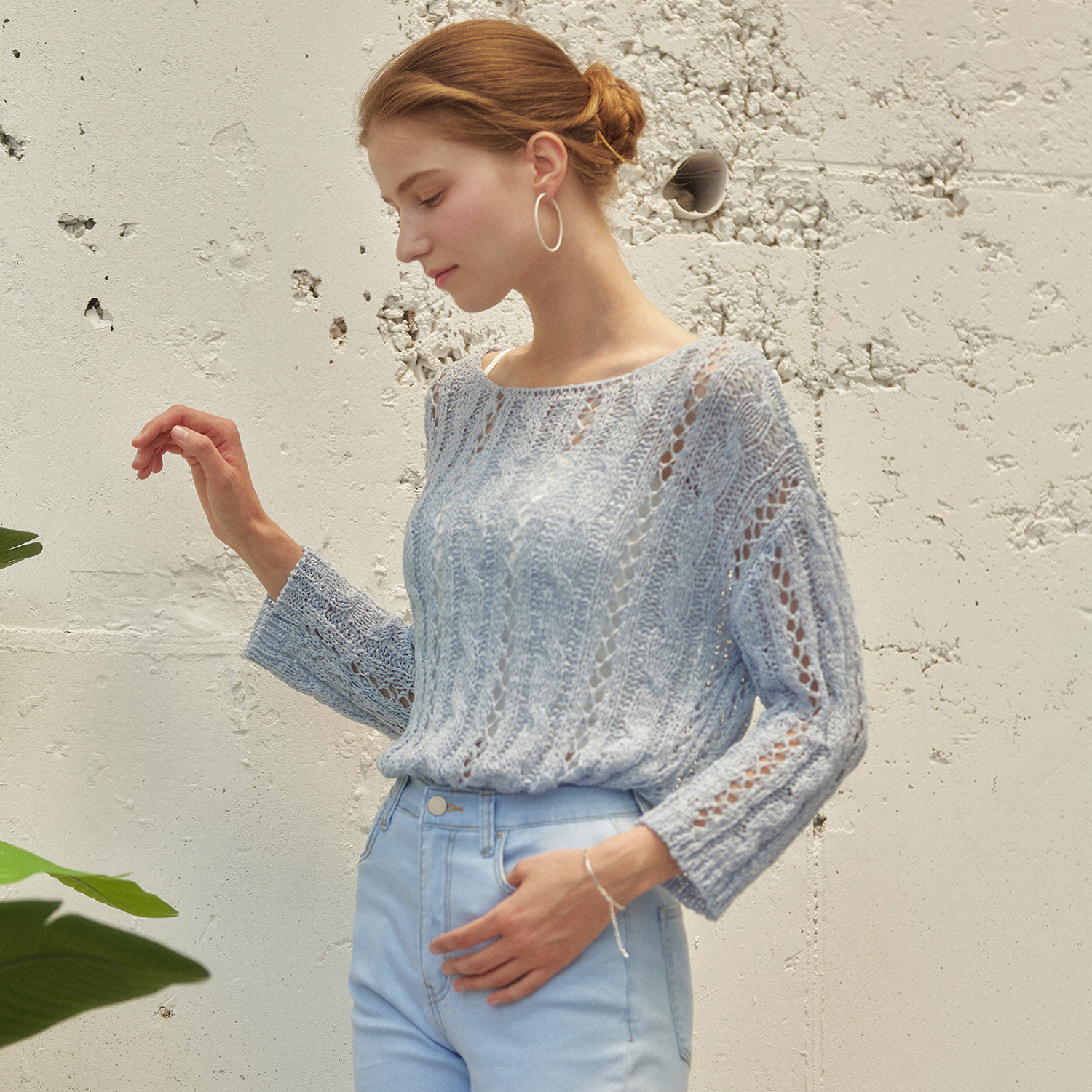 [N배송][제로스트릿] 바캉스 시스루 스웨터 VACANCE SEE THROUGH SWEATER / BLUE