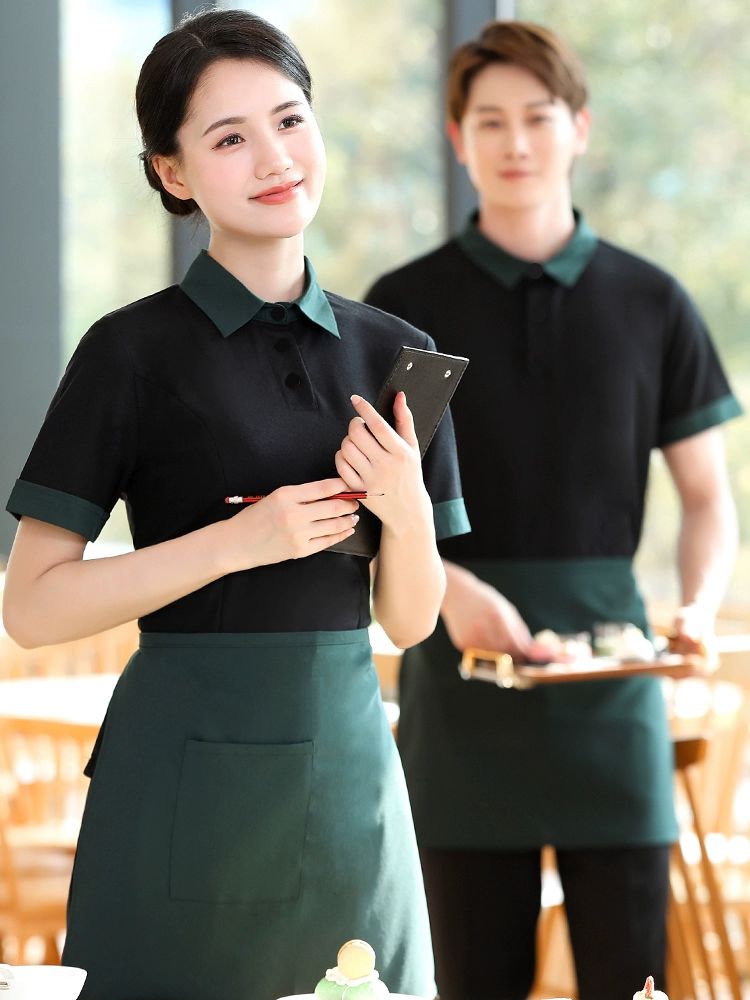 식당유니폼 홀유니폼 카라티 홀서빙복 직원 단체 레스토랑 여성용 검정 단품 상의 : 샤인인터내셔널