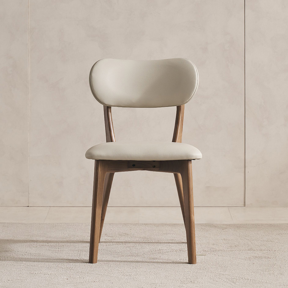 스코나 에킨스 애쉬 원목 실리콘레더 가죽 식탁 의자 다이닝체어