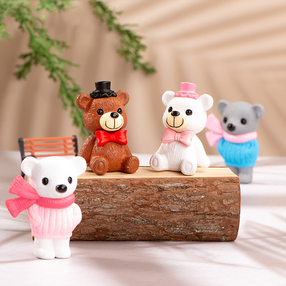 목도리 곰돌이 미니어처 테디베어 동물 곰인형 4종 피규어 데스크탑 인테리어 장식 소품