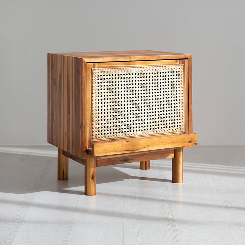 CESBON 원목슬라이딩 수납협탁 라탄 BDC27 553x480x590mm, 1단, 3249.2698