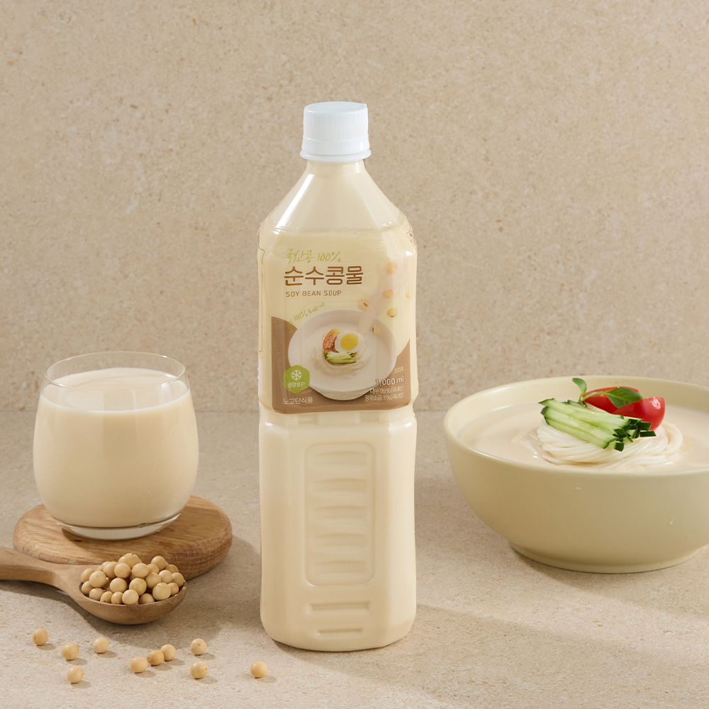 국산콩 100% 순수 콩물 3종 1L x 2병 백태 서리태 흑임자 콩국수 콩국 무가당 - 상세 이미지 2