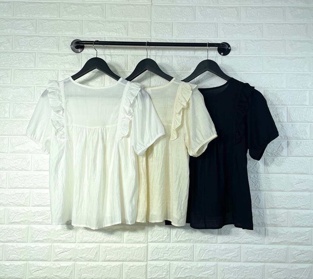 허리군살커버 아사면 양프릴블라우스 레이스단추 여름반팔블라우스 a라인 여자여자몰