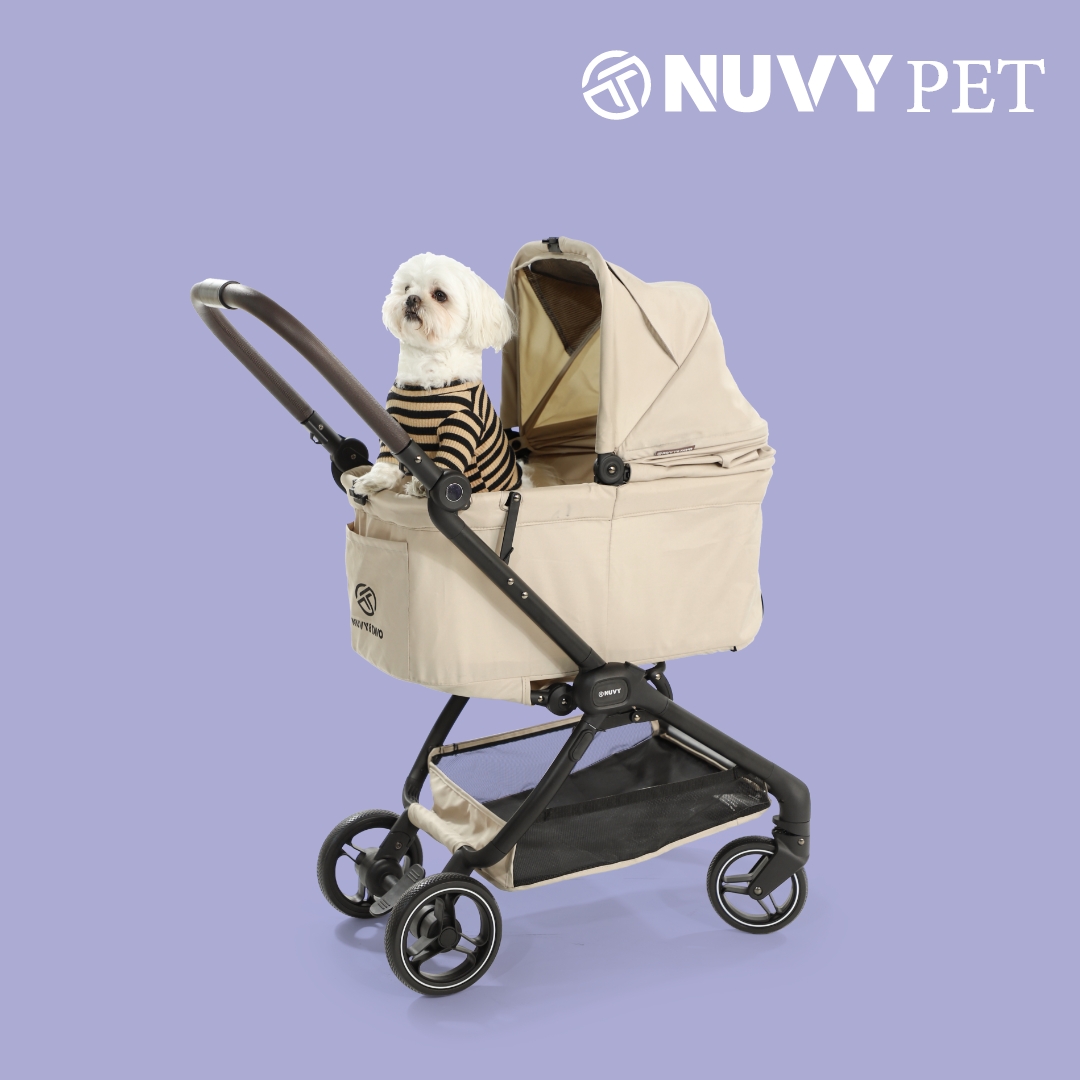 오토폴딩 강아지유모차 NUVY 누비 펫유모차 반려견 개모차 노견 산책 샌드베이지, FREE(One size)