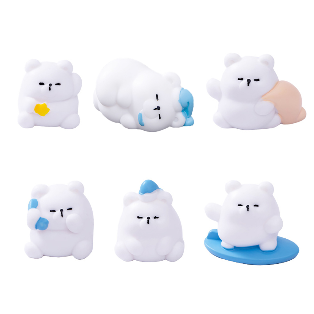 졸린 북극곰 미니어처 6종 겨울 곰돌이 베어 동물 피규어 테라리움 인테리어 장식 소품 - 상세 이미지 2