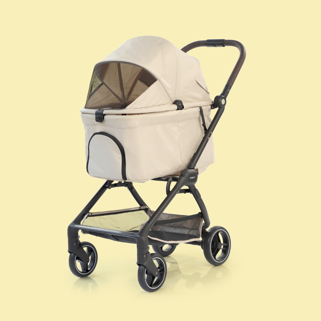 오토폴딩 강아지유모차 NUVY 누비 펫유모차 가벼운 개모차 애견 노견산책 샌드베이지, FREE(One size)