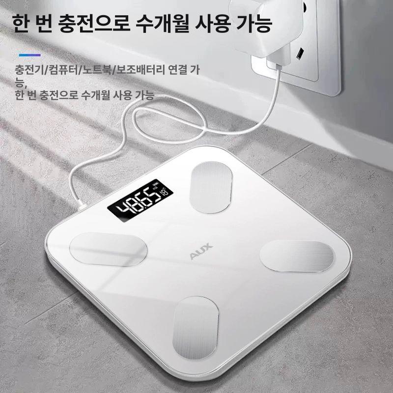 충전식 디지털 체중계 충전식체중계 디지털체중계 스마트체중계 바디체중계 체중측정기 업그레이드형 체중계-하얀색 - 상세 이미지 5