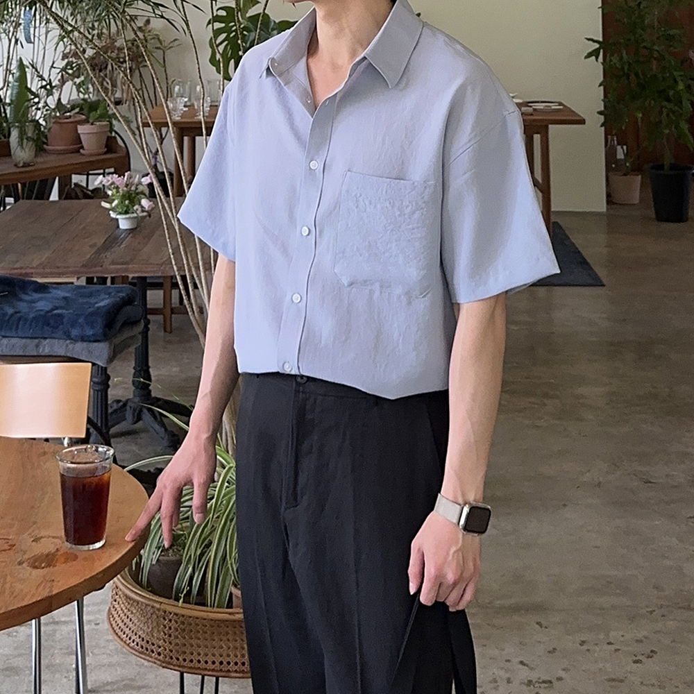 남자 반팔셔츠 오버핏 링클프리 여름 남방 남자 린넨 셔츠
