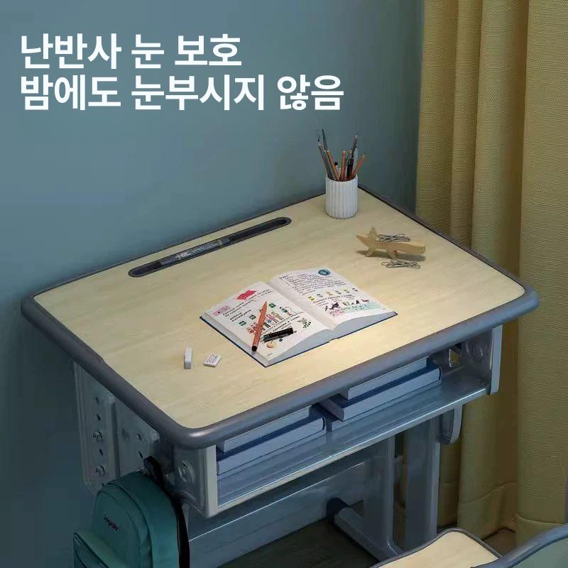 초등학교 책상 의자 세트 교실 책걸상 수강용 학원용 핑크색 이중 기둥 책상 의자 4cm 철제 - 상세 이미지 3