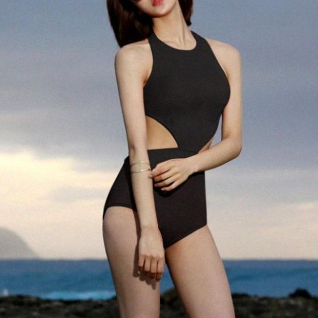 모노키니 슬림 투피스 비키니 여성 수영복 여름 비치패션 네이비 (와이어 패드 포함) S (45kg 미만) - 메인 이미지