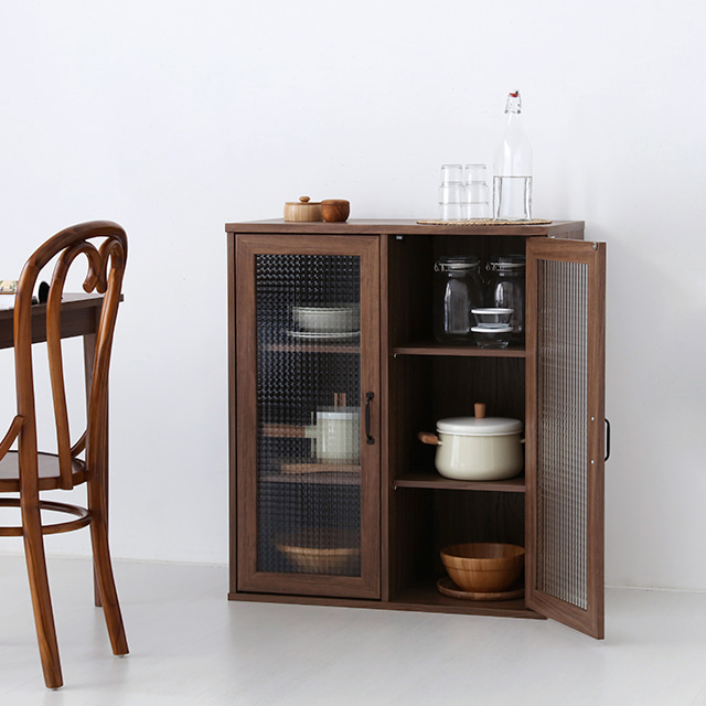 미란스 가로 2문 수납장 NFM9280G 800x400x920mm, 3단, 미들브라운 9700.3708 - 상세 이미지 2