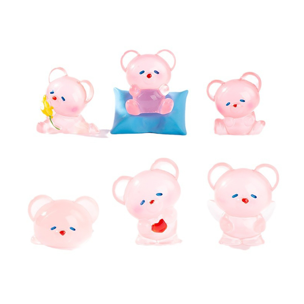 야광곰 미니어처 6종 곰돌이 동물 테라리움 크리스마스 인테리어 장식 소품 - 상세 이미지 3